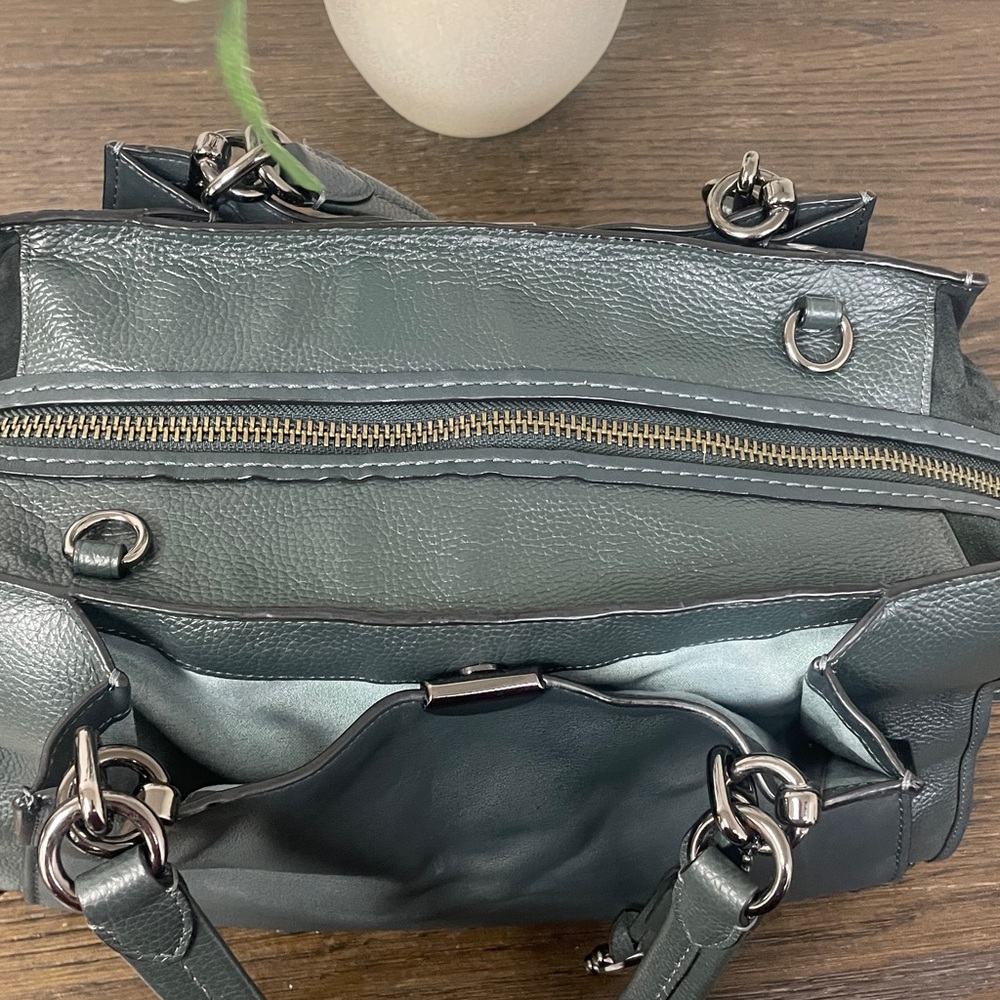 Coach Dark Teal Leather Satchel - Picture 6 of 16